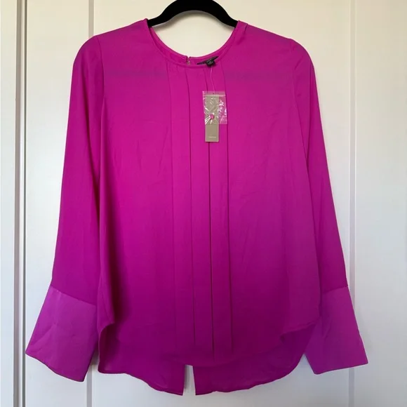 NWT J. Crew Pleated Front Tuxedo Shirt Neon Plum - Picture 1 of 3
